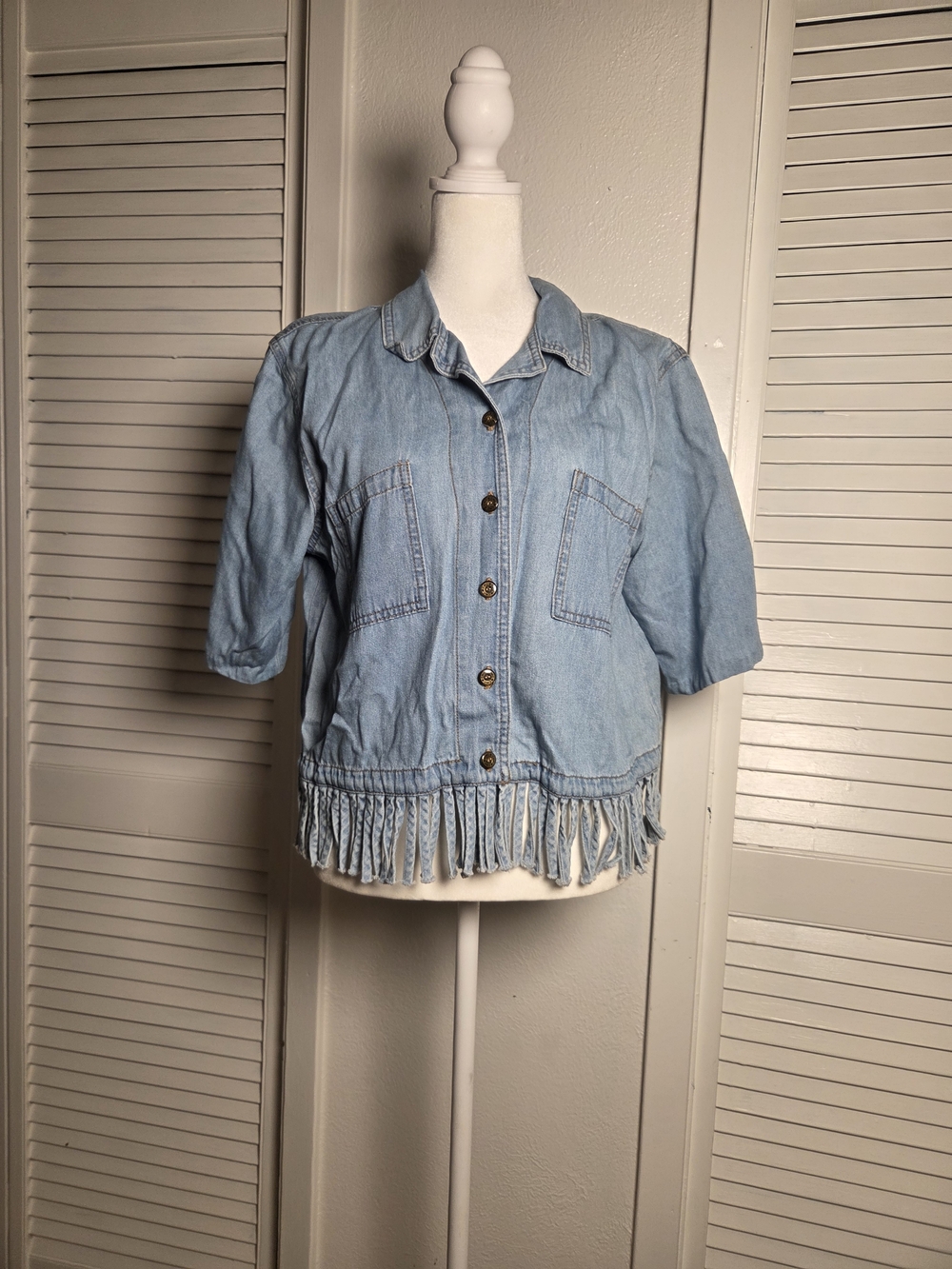 Size Small Denim Fringe Jacket - Women